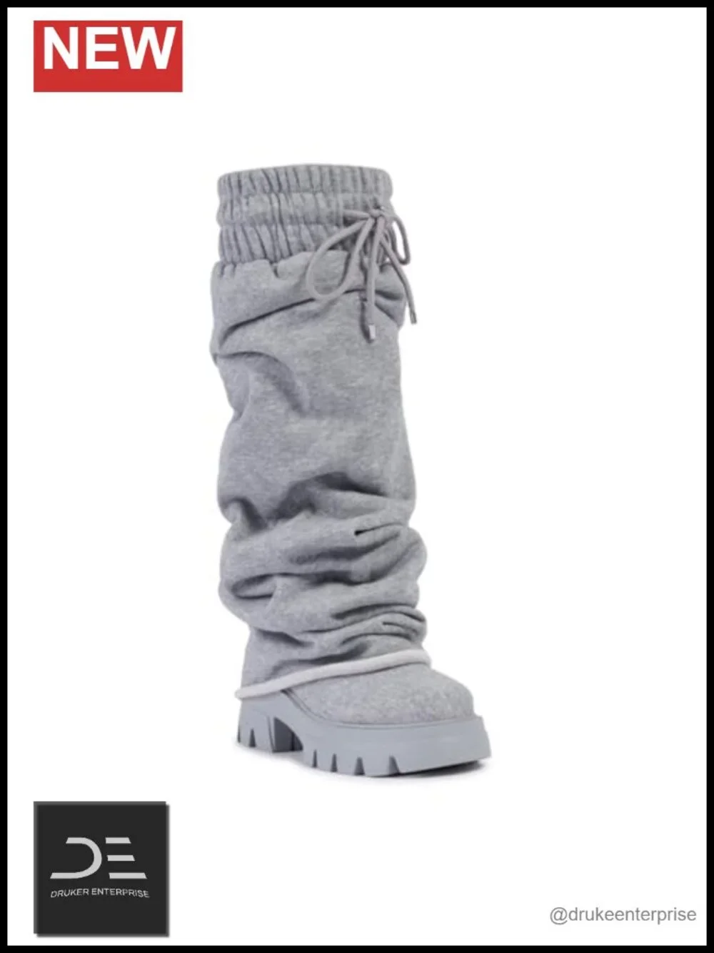Women's Slouchy Fold Over Chunky Platform Boots Knee High Pull On